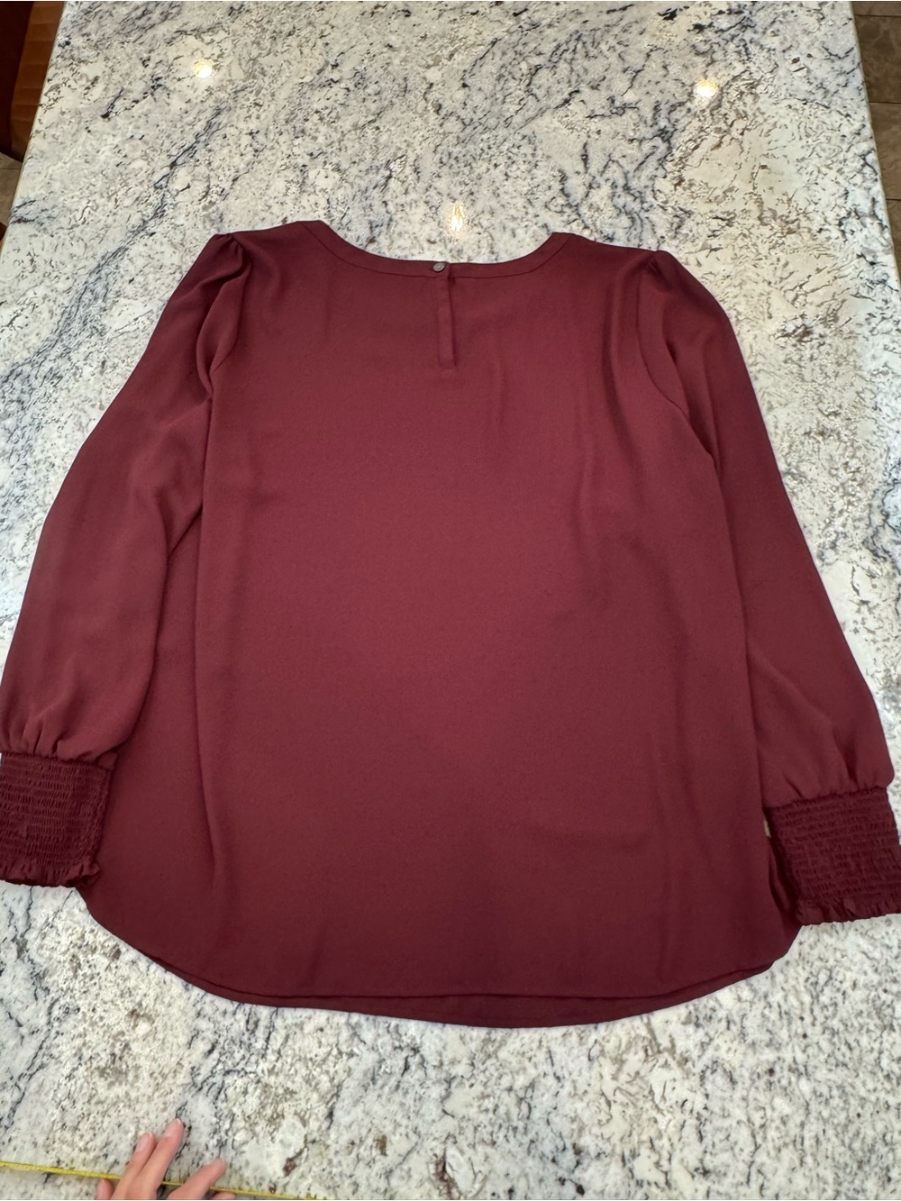 LOFT Plus Burgundy Smocked Cuff Blouse Size 16 - Picture 11 of 11